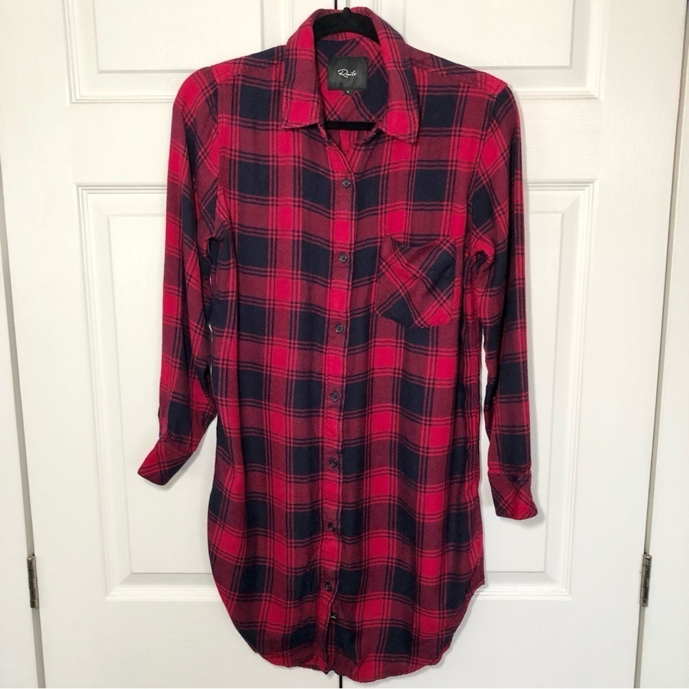 Red and Navy Plaid Rails Dress Flannel Shirt Dres Size S
